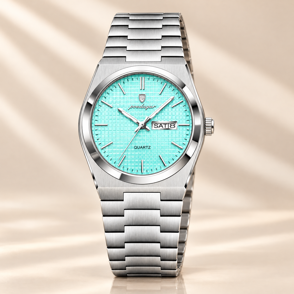 38mm day-date quartz watch in turquoise